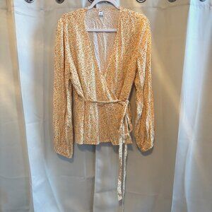 Old Navy Womens Wrap Top Large Ditsy Floral Boho Fairy‎ Peasant Western 19071
